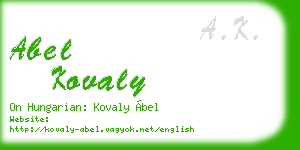 abel kovaly business card